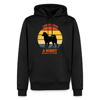Life Is Good A Husky Makes It Better - Männer Premium Bio Hoodie - Schwarz - Vorne - Nico (187cm)