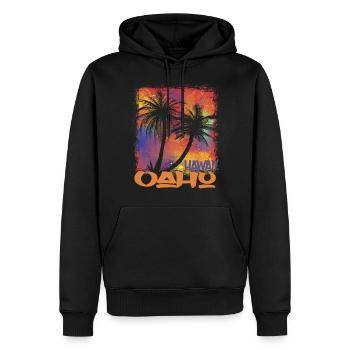 Vacances en famille Hawaï Oahu Palm Tree Beach Océan - Sweat à capuche Premium bio Homme - noir - Devant - Nico (187cm)