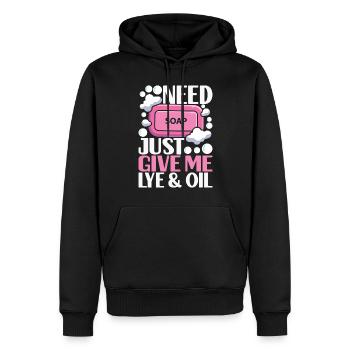 Savonnier fabrication de savon - Sweat à capuche Premium bio Homme - noir - Devant - Nico (187cm)