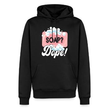 Savonnier fabrication de savon - Sweat à capuche Premium bio Homme - noir - Devant - Nico (187cm)