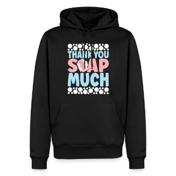 Savonnier fabrication de savon - Sweat à capuche Premium bio Homme - noir - Devant - Nico (187cm)