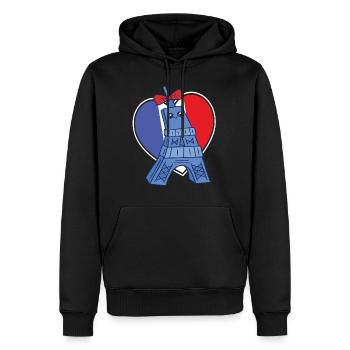 Tour Eiffel Souvenir Cœur Français Paris Franck - Sweat à capuche Premium bio Homme - noir - Devant - Nico (187cm)