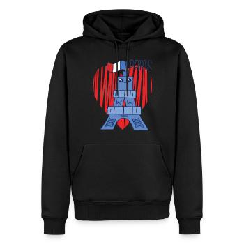 Love Paris mignon Tour Eiffel Kawaii français - Sweat à capuche Premium bio Homme - noir - Devant - Nico (187cm)