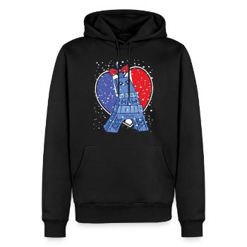 Tour Eiffel Neige Kawaii Amour Paris Français - Sweat à capuche Premium bio Homme - noir - Devant - Nico (187cm)