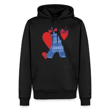 Love Paris Eiffel Tower Kawaii Parisian souvenir Fra - Men’s Premium Organic Hoodie - black - Front - Nico (187cm)