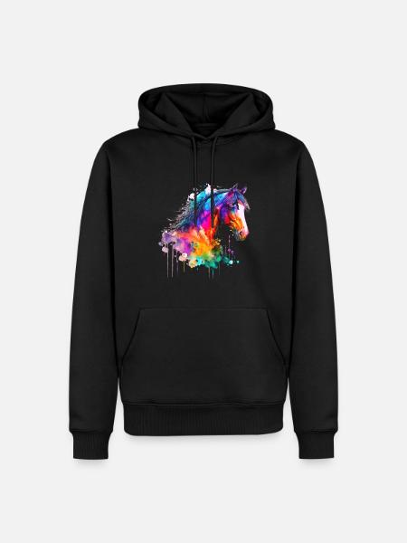 Idea passion horses rider watercolor splash - Men’s Premium Organic Hoodie - black