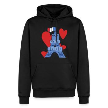 Cute Eiffel Tower Paris Kawaii Parisian souvenir - Men’s Premium Organic Hoodie - black - Front - Nico (187cm)