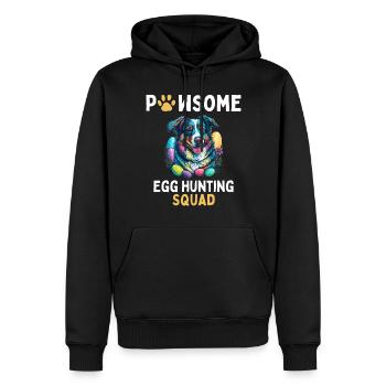 Match de l’équipe de chasse aux œufs de Pâques du berger australien - Sweat à capuche Premium bio Homme - noir - Devant - Nico (187cm)