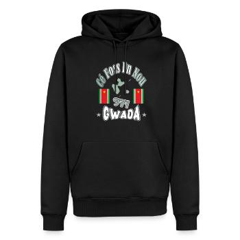 971 gwada ce foss en nou gwadloup - Sweat à capuche Premium bio Homme - noir - Devant - Nico (187cm)