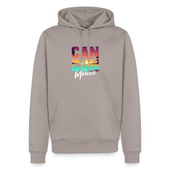 Mexique Cancun Mexicain Cadeau mexicain - Sweat à capuche Premium bio Homme - taupe - Devant - Nico (187cm)