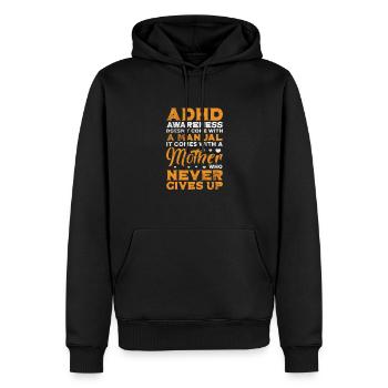 ADHS - Männer Premium Bio Hoodie - Schwarz - Vorne - Nico (187cm)