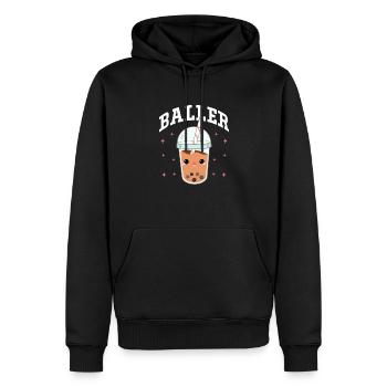 Thé à bulles - Sweat à capuche Premium bio Homme - noir - Devant - Nico (187cm)