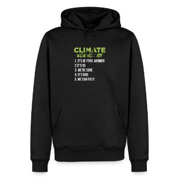 Climate change - Men’s Premium Organic Hoodie - black - Front - Nico (187cm)