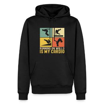 Parkour Freerunning - Sweat à capuche Premium bio Homme - noir - Devant - Nico (187cm)