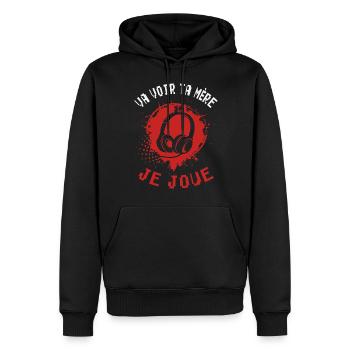 Cadeaux papa fête des pères gamer jeux-vidéos - Sweat à capuche Premium bio Homme - noir - Devant - Nico (187cm)