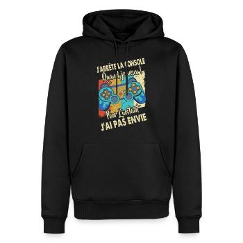 Cadeaux papa fête des pères gamer jeux-vidéos - Sweat à capuche Premium bio Homme - noir - Devant - Nico (187cm)