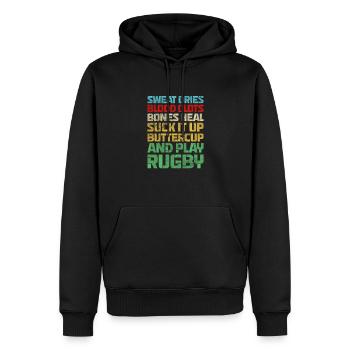 Club de rugby Équipe de rugby Football Sports Cadeau - Sweat à capuche Premium bio Homme - noir - Devant - Nico (187cm)