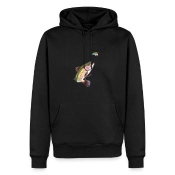Trout Fly Fishing - Trout Biting a Fly Lure - Männer Premium Bio Hoodie - Schwarz - Vorne - Nico (187cm)