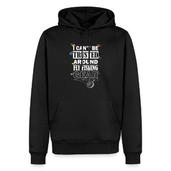 I Can't Be Trusted Around Fly Fishing Gear - Männer Premium Bio Hoodie - Schwarz - Vorne - Nico (187cm)