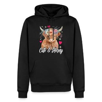 Vache des Highlands Hochlandkuh - Sweat à capuche Premium bio Homme - noir - Devant - Nico (187cm)