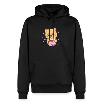 Thé à bulles - Sweat à capuche Premium bio Homme - noir - Devant - Nico (187cm)