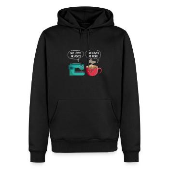 Café Cousue Caféine Couturière Espresso Cadeau - Sweat à capuche Premium bio Homme - noir - Devant - Nico (187cm)