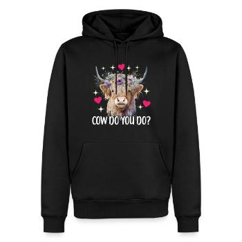 Vache des Highlands Hochlandkuh - Sweat à capuche Premium bio Homme - noir - Devant - Nico (187cm)