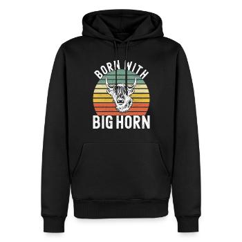 Vache des Highlands Hochlandkuh - Sweat à capuche Premium bio Homme - noir - Devant - Nico (187cm)