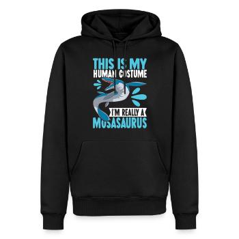 Dinosaure mosasaure - Sweat à capuche Premium bio Homme - noir - Devant - Nico (187cm)