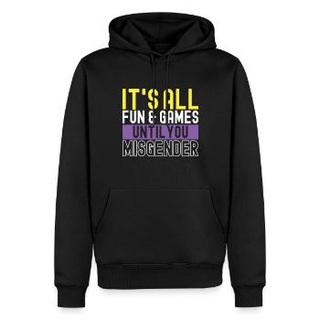Non Binary Pride Genderqueer - Men’s Premium Organic Hoodie - black - Front - Nico (187cm)