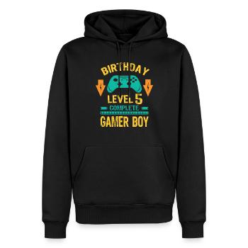 Cinq 5 ans BDay Son Garçon Drôle de Joueur 5ème 5 ans - Sweat à capuche Premium bio Homme - noir - Devant - Nico (187cm)