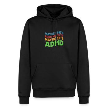 TDAH - Sweat à capuche Premium bio Homme - noir - Devant - Nico (187cm)