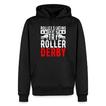 Roller derby - Sweat à capuche Premium bio Homme - noir - Devant - Nico (187cm)