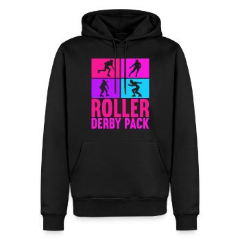 Roller derby - Sweat à capuche Premium bio Homme - noir - Devant - Nico (187cm)