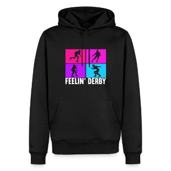 Roller derby - Sweat à capuche Premium bio Homme - noir - Devant - Nico (187cm)
