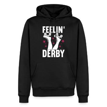 Roller derby - Sweat à capuche Premium bio Homme - noir - Devant - Nico (187cm)
