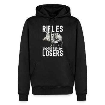 Chasseurs Chasse au sanglier - Sweat à capuche Premium bio Homme - noir - Devant - Nico (187cm)