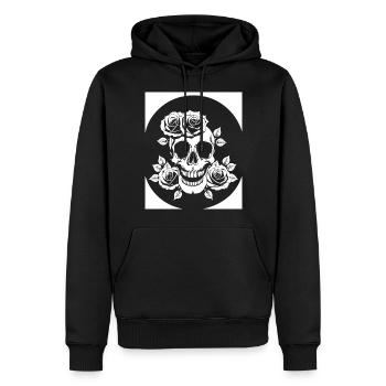 Horror Schädel Schädel Kunst Schädel Gothic Heavy Metal - Männer Premium Bio Hoodie - Schwarz - Vorne - Nico (187cm)