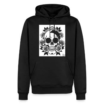 Horror Schädel Schädel Kunst Schädel Gothic Heavy Metal - Männer Premium Bio Hoodie - Schwarz - Vorne - Nico (187cm)