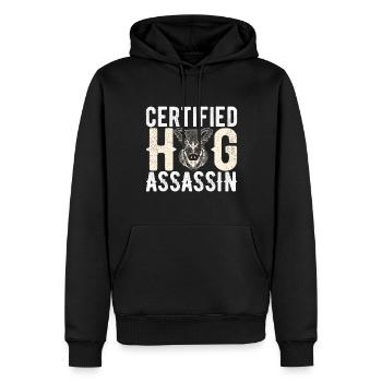 Chasseurs Chasse au sanglier - Sweat à capuche Premium bio Homme - noir - Devant - Nico (187cm)