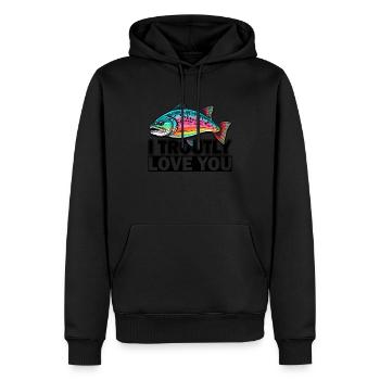 I Troutly Love Trout Fishing - Retro Fly Fishing - Männer Premium Bio Hoodie - Schwarz - Vorne - Nico (187cm)