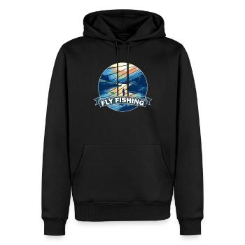 Trout Fly Fishing in the River Retro Fly Fishing - Männer Premium Bio Hoodie - Schwarz - Vorne - Nico (187cm)