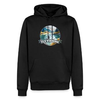 Trout Fly Fishing in the River - Retro Fly Fishing - Männer Premium Bio Hoodie - Schwarz - Vorne - Nico (187cm)