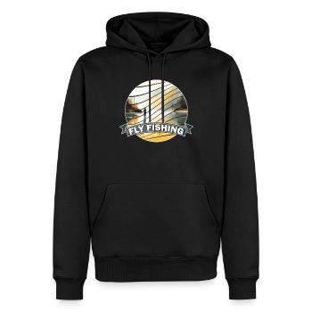 Trout Fly Fishing in the River Retro Inspired - Männer Premium Bio Hoodie - Schwarz - Vorne - Nico (187cm)