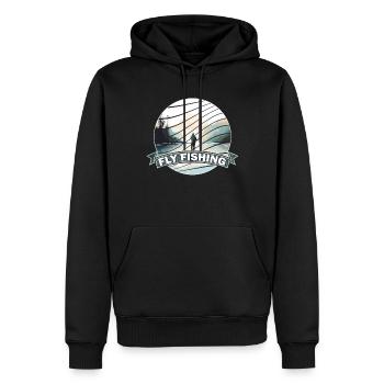 Trout Fly Fishing in the River - Retro Fly Fishing - Männer Premium Bio Hoodie - Schwarz - Vorne - Nico (187cm)