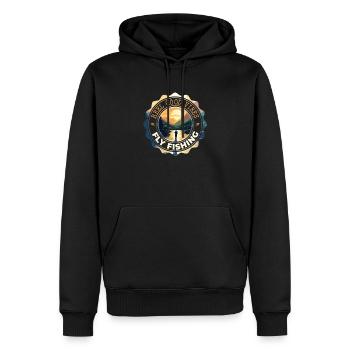 Fly Fishing Reel Good Vibes - Sun, Mountains, and - Männer Premium Bio Hoodie - Schwarz - Vorne - Nico (187cm)