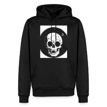 Horreur Crâne Crâne Art Crâne Gothique Heavy Metal - Sweat à capuche Premium bio Homme - noir - Devant - Nico (187cm)