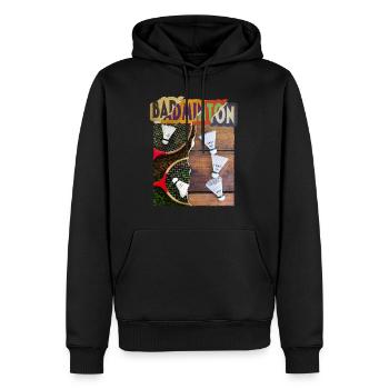 Badminton Badminton Joueur de raquette Vintage Rétro - Sweat à capuche Premium bio Homme - noir - Devant - Nico (187cm)