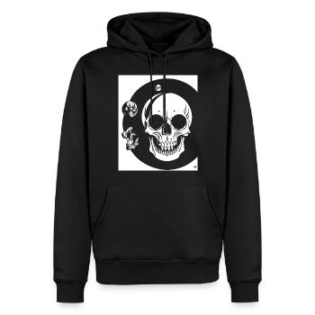 Horreur Crâne Crâne Art Crâne Gothique Heavy Metal - Sweat à capuche Premium bio Homme - noir - Devant - Nico (187cm)