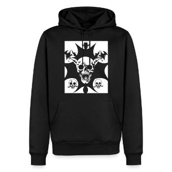 Horreur Crâne Crâne Art Crâne Gothique Heavy Metal - Sweat à capuche Premium bio Homme - noir - Devant - Nico (187cm)